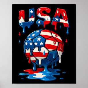 Affiche Drapeau Américain Sur Balle De Football Style Drip