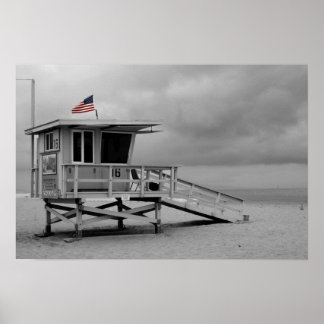 Affiche Drapeau américain sur la lifeguard Shack