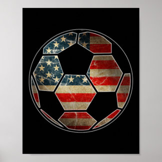 Affiche Drapeau Américain Sur Soccer Ll - Drapeau Soccer L