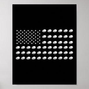 Affiche Drapeau Américain Sushi Nourriture Usa Patriotisme