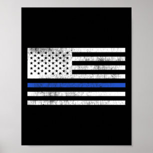 Affiche Drapeau américain Thin Blue Line Défendre la polic