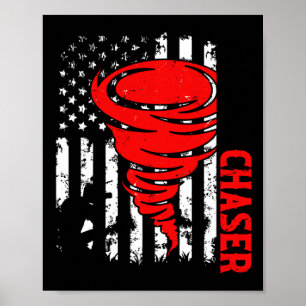 Affiche Drapeau américain Tornado Storm Chaser O