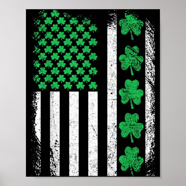 Affiche Drapeau américain trèfles irlandais hommes jour de (Devant)