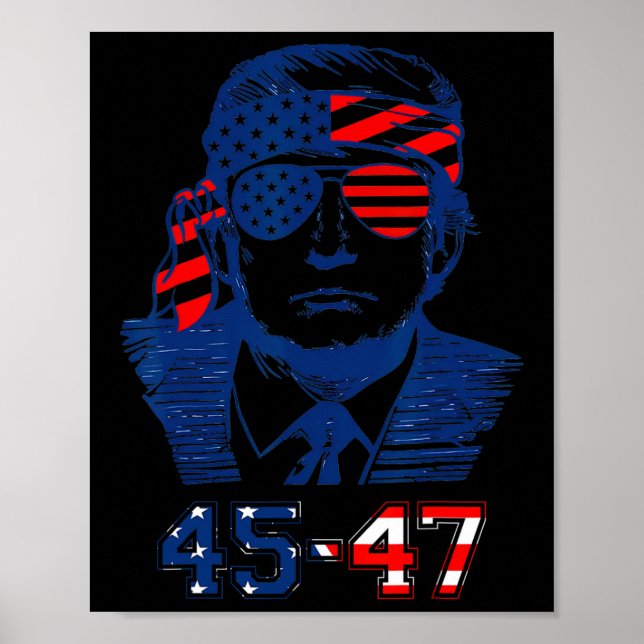 Affiche Drapeau américain Trump 2024 (Devant)