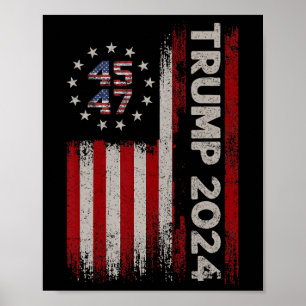 Affiche Drapeau américain Trump 2024
