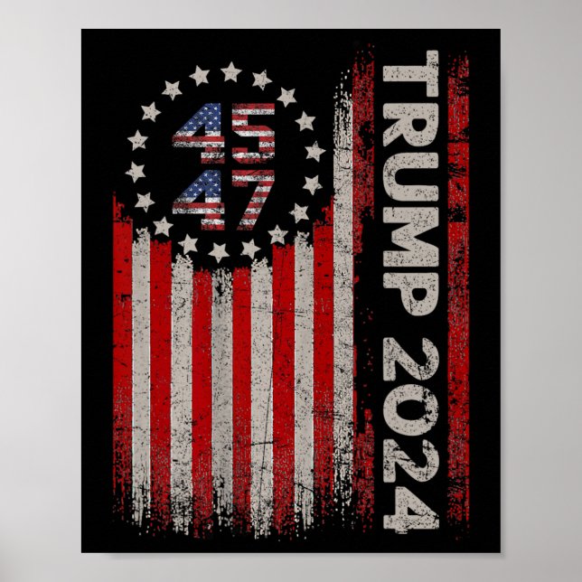 Affiche Drapeau américain Trump 2024 (Devant)