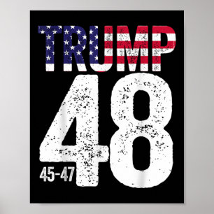 Affiche Drapeau américain Trump 45-47-48 Présidentiel 2028