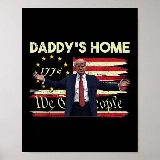 Affiche Drapeau américain Trump Daddys Accueil Nous Le Peu (Devant)