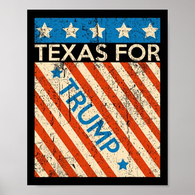 Affiche Drapeau américain Trump Réélection 2024 Texas Trum (Devant)
