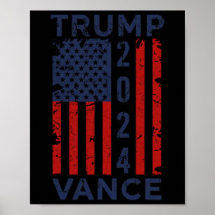 Affiche Drapeau américain Trump Vance 2024 - Président des