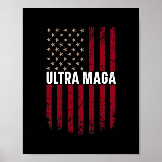 Affiche Drapeau américain Ultra MAGA cadeaux d'amant (Devant)