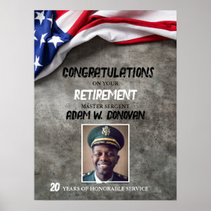 Affiche Drapeau américain USA Bienvenue à la retraite mili