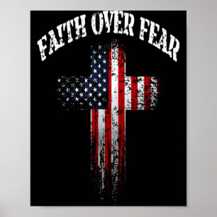 Affiche Drapeau américain Usa Croix chrétienne Foi sur la
