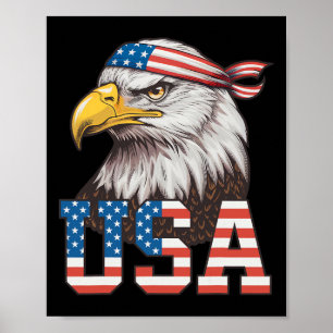 Affiche Drapeau américain Usa Hommes Femmes Enfants Aigle 