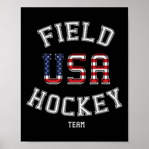 Affiche Drapeau Américain Usa Joueur De Hockey Sur Gazon C