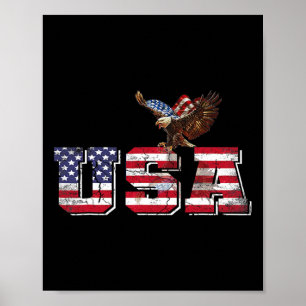 Affiche Drapeau américain Usa Patriotique 4 juillet Aigle 