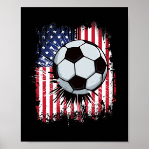 Affiche Drapeau américain Usa vintage football 4 juillet p
