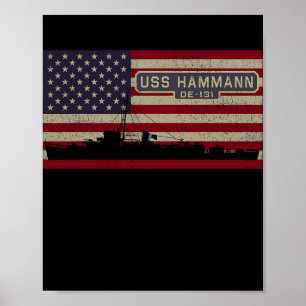 Affiche Drapeau américain USS Hammann DE 131 2ÈME GUERRE M