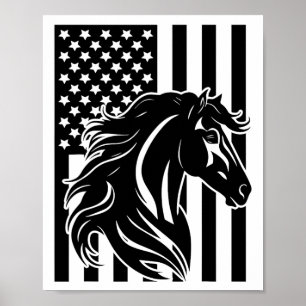 Affiche Drapeau américain Vêtements d'équitation - Cheval