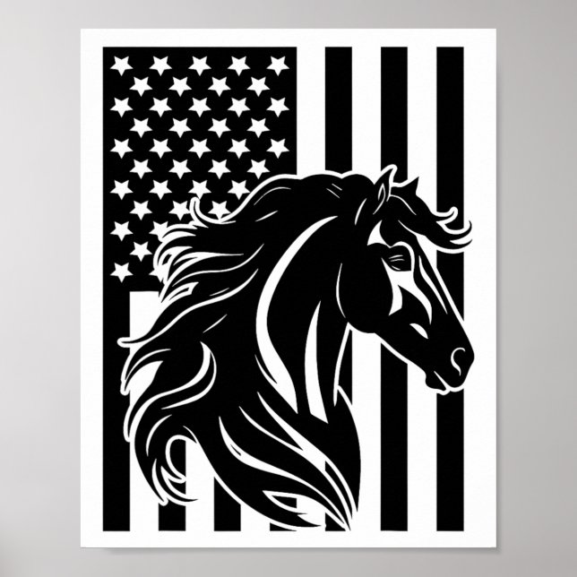 Affiche Drapeau américain Vêtements d'équitation - Cheval (Devant)