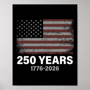 Affiche Drapeau Américain Vintage 250 Ans 1776-2026 250e B