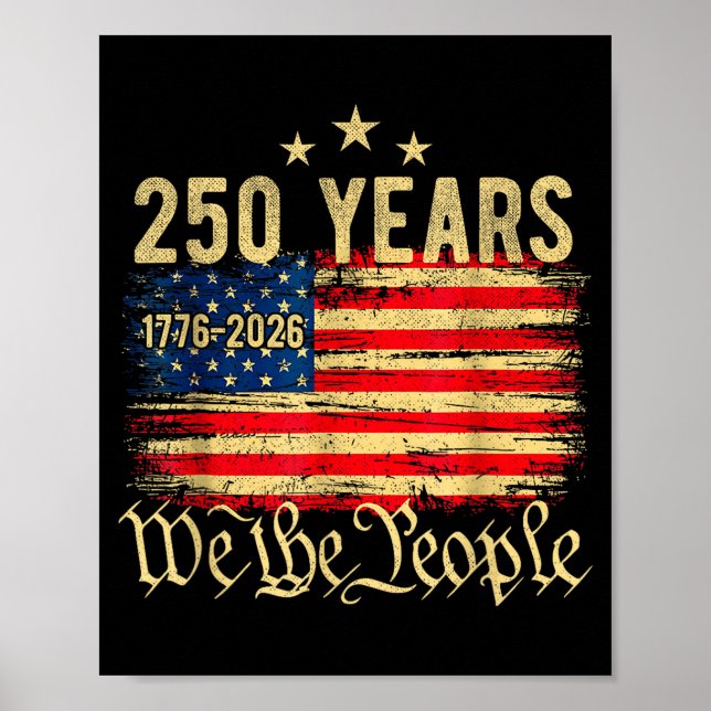 Affiche Drapeau américain vintage 250 ans 250e anniversair (Devant)
