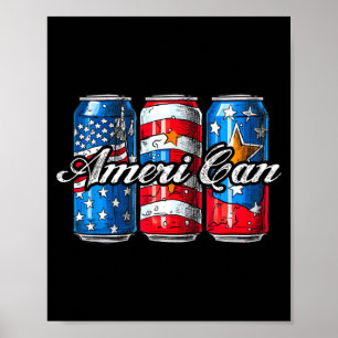 Affiche Drapeau américain vintage Ameri can 4 juillet