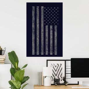 Affiche Drapeau américain Vintage bleu foncé USA