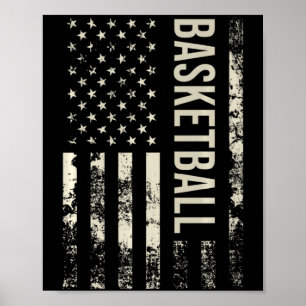 Affiche Drapeau américain vintage de basketball premium