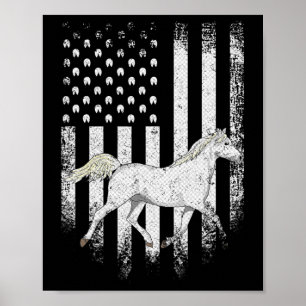 Affiche Drapeau américain vintage Drapeau arabe Cheval