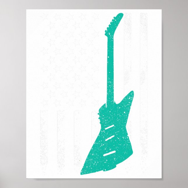 Affiche Drapeau américain Vintage Electric Rock Guitare 4è (Devant)