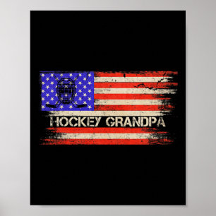 Affiche Drapeau américain vintage fier joueur de hockey gr