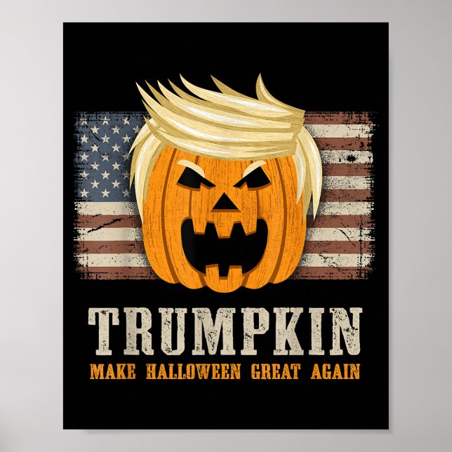 Affiche Drapeau américain Vintage Halloween Trumpkin Funny (Devant)