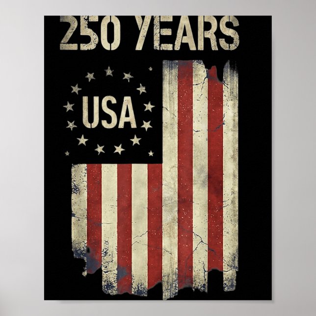 Affiche Drapeau américain vintage pour le 250e anniversair (Devant)