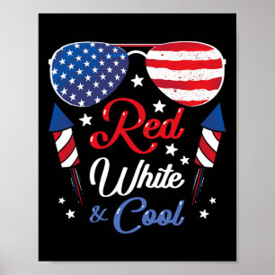 Affiche Drapeau Américain Vintage Rouge Blanc Et Cool Patr