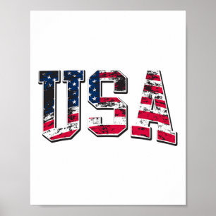 Affiche Drapeau américain vintage Usa