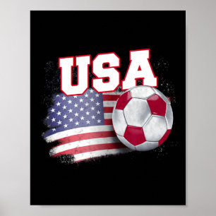 Affiche Drapeau américain vintage Usa ballon de football T