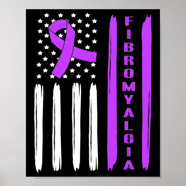 Affiche Drapeau américain violet fibromyalgie (Devant)