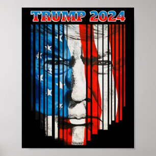 Affiche Drapeau américain visage Trump Vintage Donald Trum