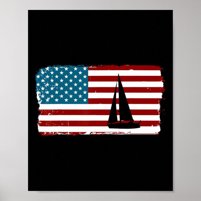 Affiche Drapeau américain Voile Cadeau de bateau mignon  (Devant)