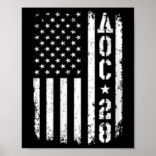 Affiche Drapeau américain Womens Aoc 2028 col V