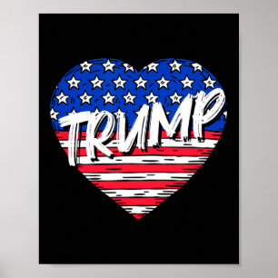 Affiche Drapeau amour du coeur Trump