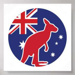 Affiche Drapeau animal national australien de Kangaroo