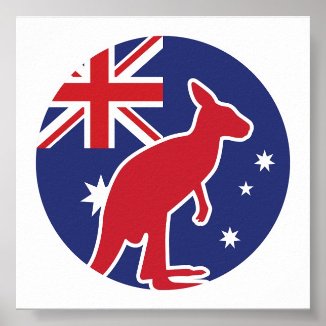 Affiche Drapeau animal national australien de Kangaroo (Devant)