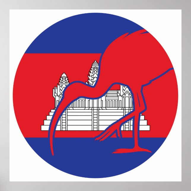 Affiche Drapeau animal national cambodgien Ibis géant (Devant)