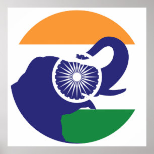 Affiche Drapeau animal national indien