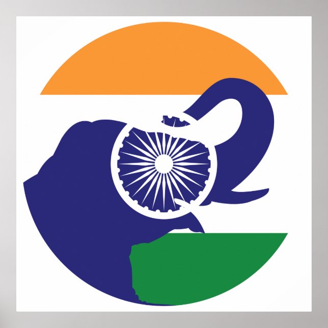 Affiche Drapeau animal national indien (Devant)