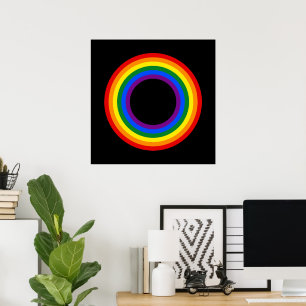 Affiche DRAPEAU ARC-EN-CIEL - BANDES - Anneaux de couleurs