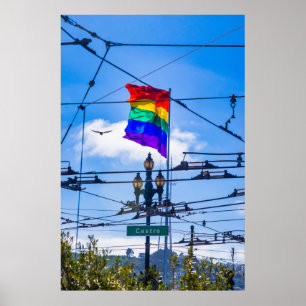 Affiche Drapeau arc-en-ciel de la rue Castro San Francisco
