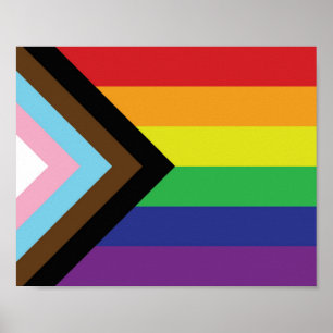 Affiche Drapeau arc-en-ciel gay pride progressiste LGBTQIA